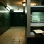 Hand taking one slim envelope from a blank, unbranded cash machine, echoing the Alf Casino review