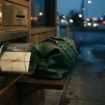 Pneumatic tube holding one slim bundle beside a bulging holdall, showing the BDMBet review