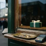 Coin tray at a stadium ticket window with a gift box out of reach, for the BetLabel review