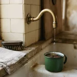 Brass tap dripping into a cup of plain coins at a sink, illustrating the Bitz.io review