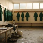 Phone with a blurred chat on a changing-room bench, reflecting the CaptainsBet review