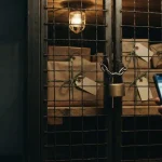 Parcels with blank hold tags behind a padlocked mesh cage, illustrating the Excitewin review