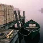 One crate loaded into a rowboat beside a stacked dock, reflecting the FairSpin review on heavy wagering and big wins paid in daily instalments