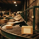 Parcels racing along a courier conveyor, illustrating the Flush review