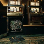 Two near-identical slot machines, one opened to show mismatched wiring, reflecting the Fontan Casino review