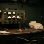 Radio room microphone ready beside a tray of waiting envelopes, reflecting the LamaBet review