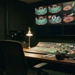 Control room monitors showing live table feeds, part dark, illustrating the Livecasino.io review