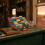 Payment terminal and coin tray on an outback roadhouse counter, illustrating the Rooli review