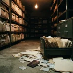 Filing drawer spilling identity document copies in an archive, showing the Shuffle review