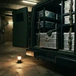 Armoured van with steel cases in a loading bay, illustrating the Stake review