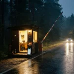 Half-raised barrier at a forest border checkpoint, illustrating the Wild.io review